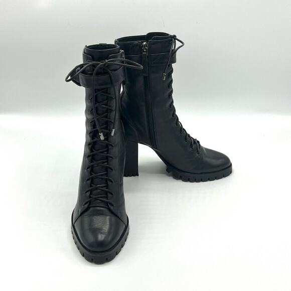 Like New Alexandre Birman Black Evelyn Boot Lace-up High Heel Waterproof Size 36 - Picture 7 of 10